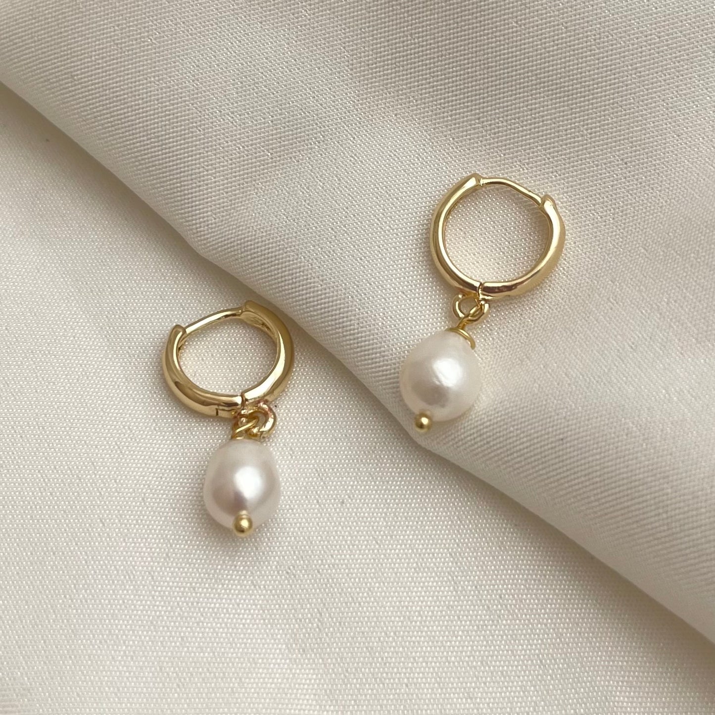 Pearl Dangle Hoop Earrings