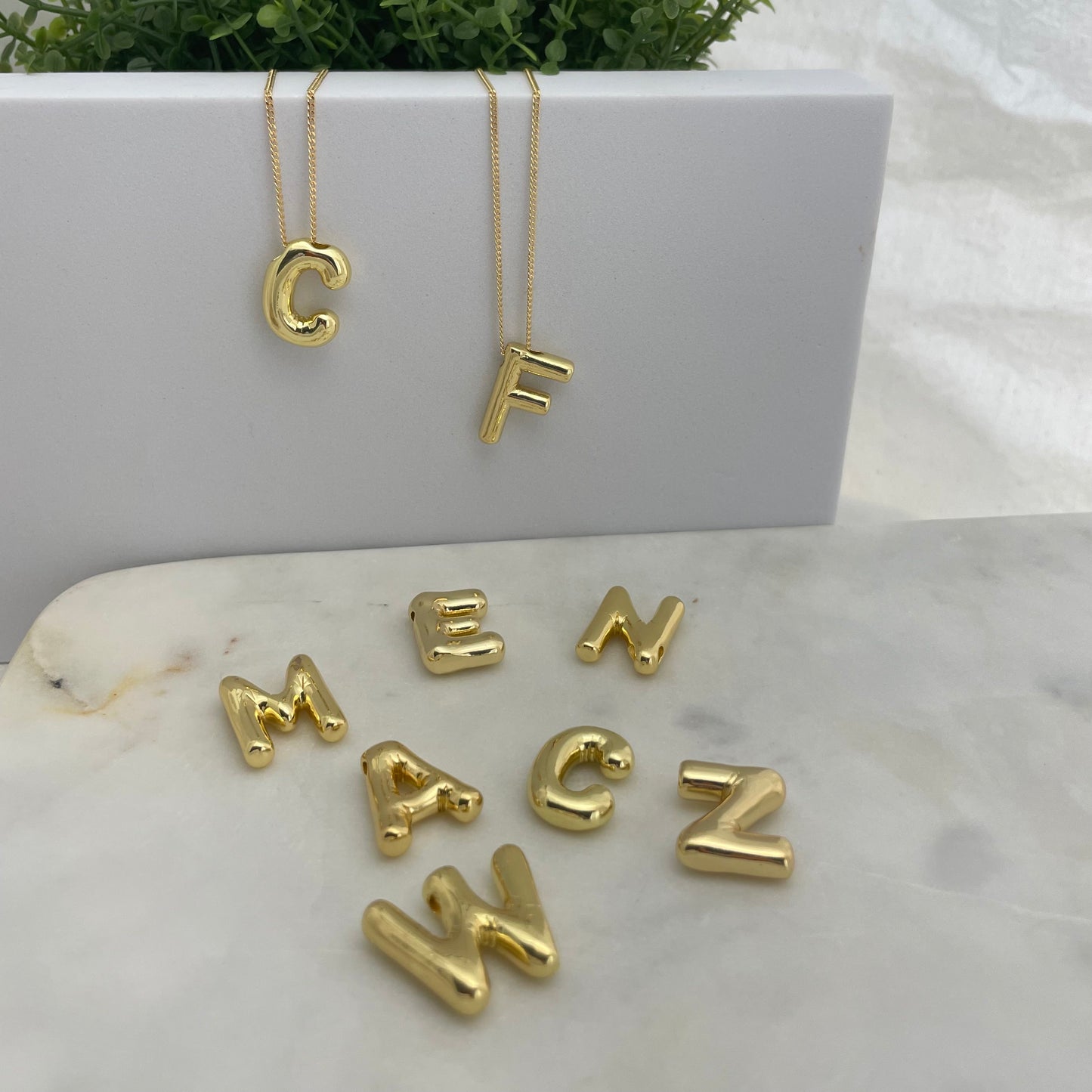 Gold Initial Pendant Necklace, 18k gold filled chain and gold plated charm
