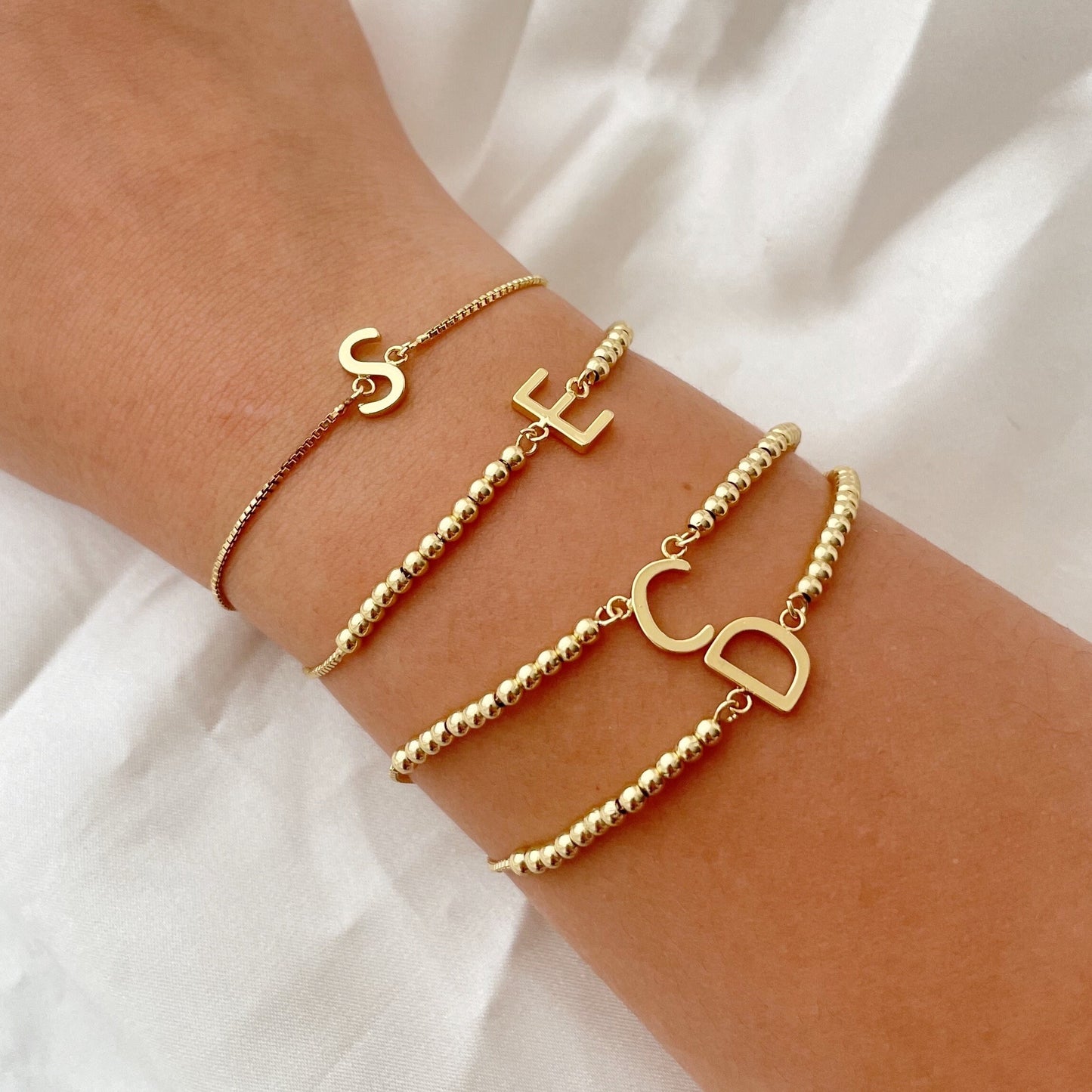 Personalized letter initial bracelet in gold plated