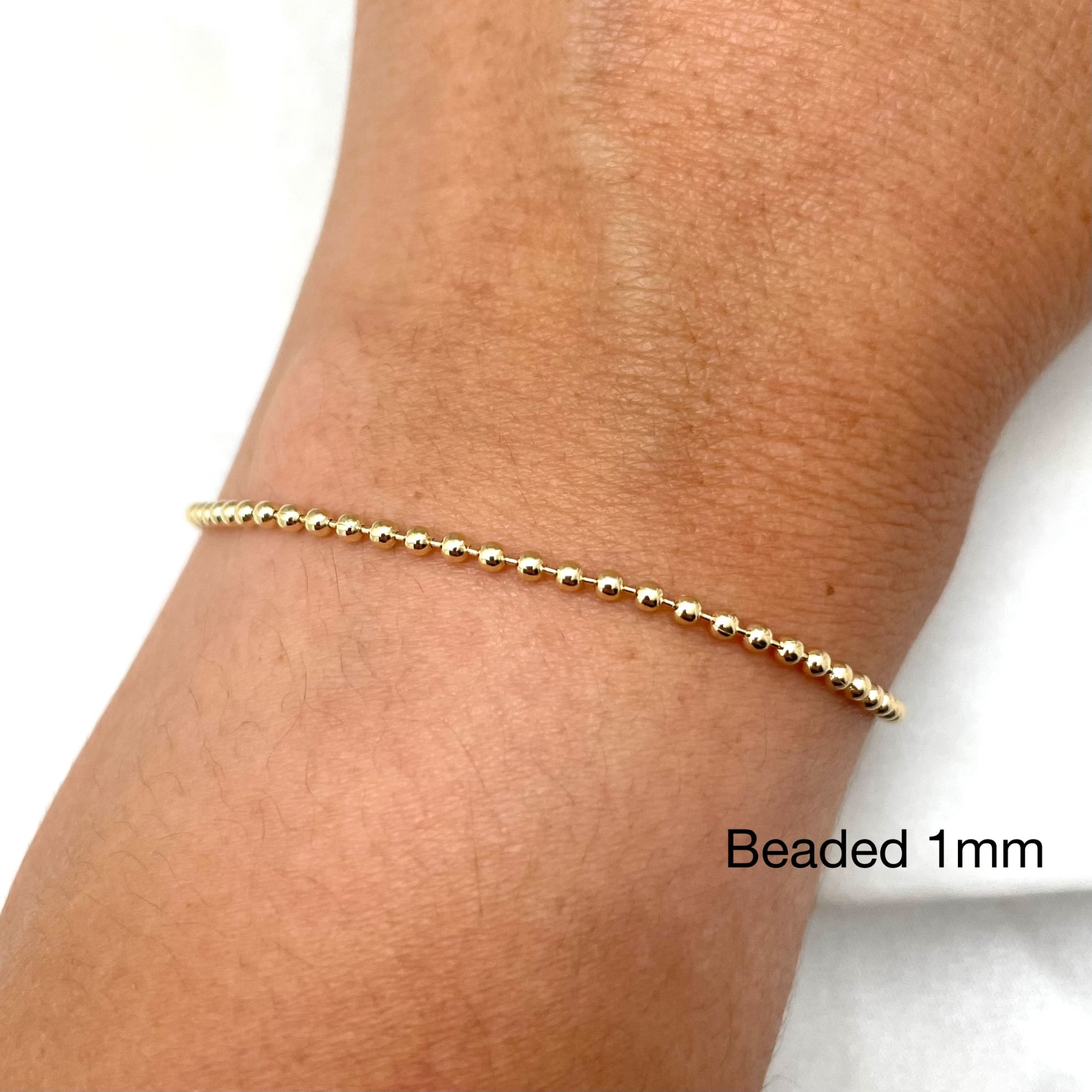 Dainty 1 mm link chain for multi charm bracelets in 18k gold filled 