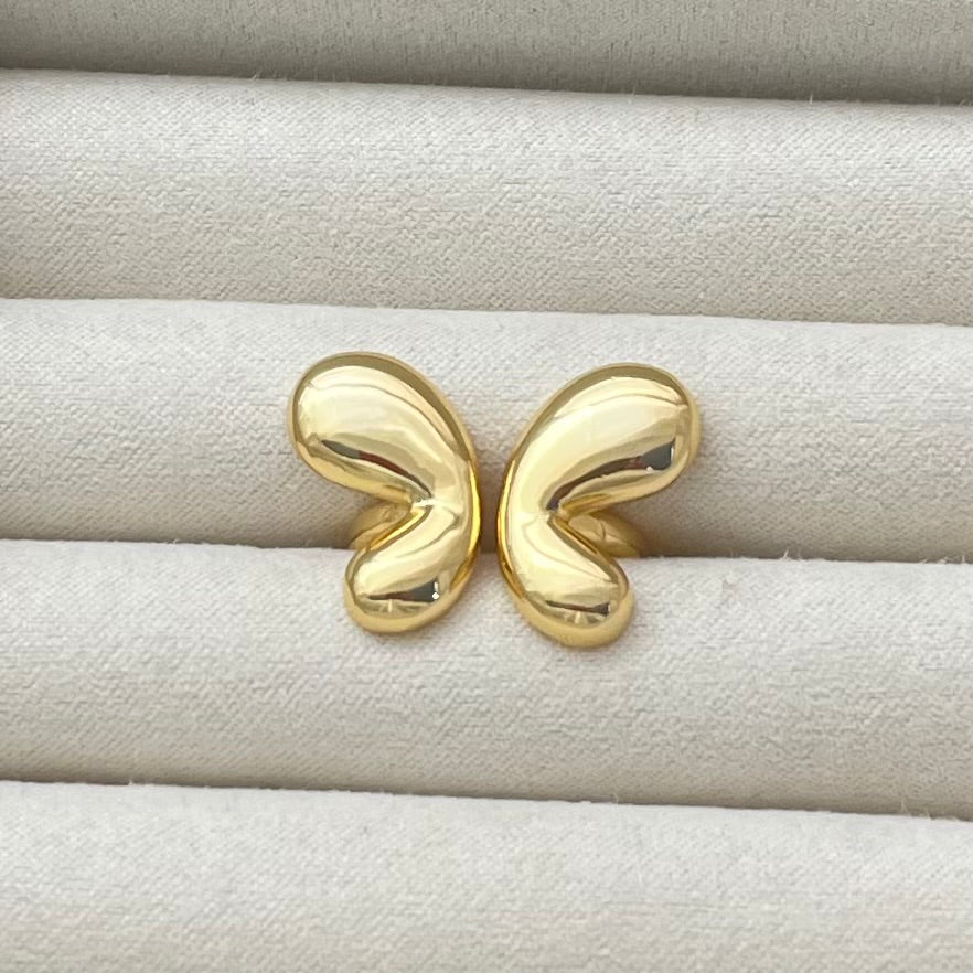 Chunky Butterfly Ring in stainless steel color steel and gold plated