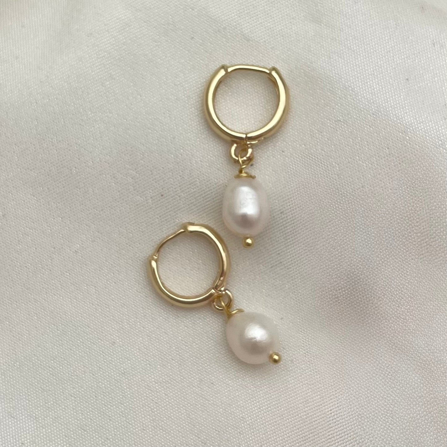 Pearl Dangle Hoop Earrings