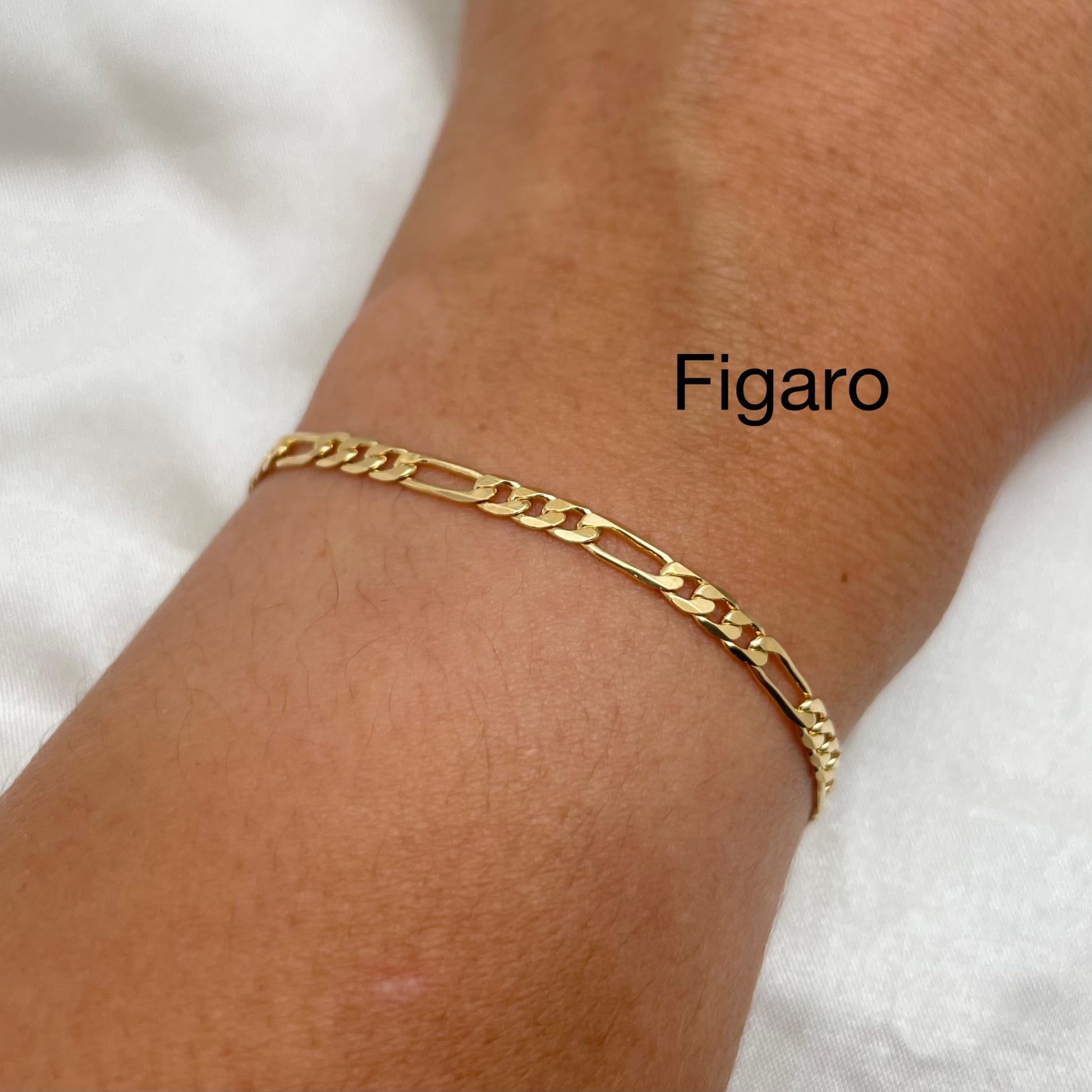 18k Gold Filled link chain bracelets, Figaro bracelet 