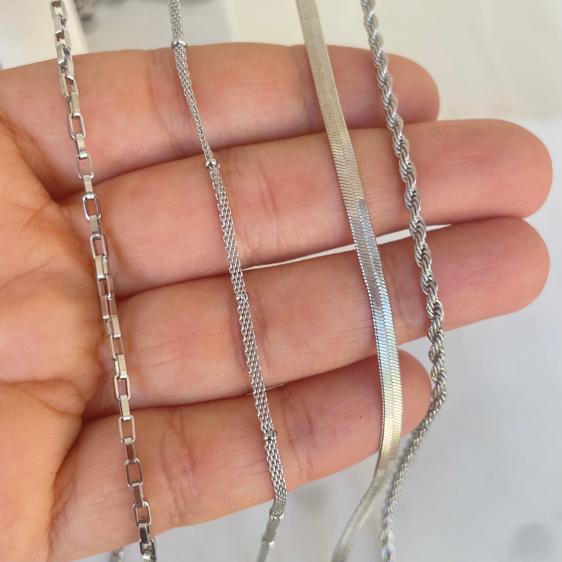 Stainless Steel Paperclip, Mesh, Herringbone and Rope Necklaces