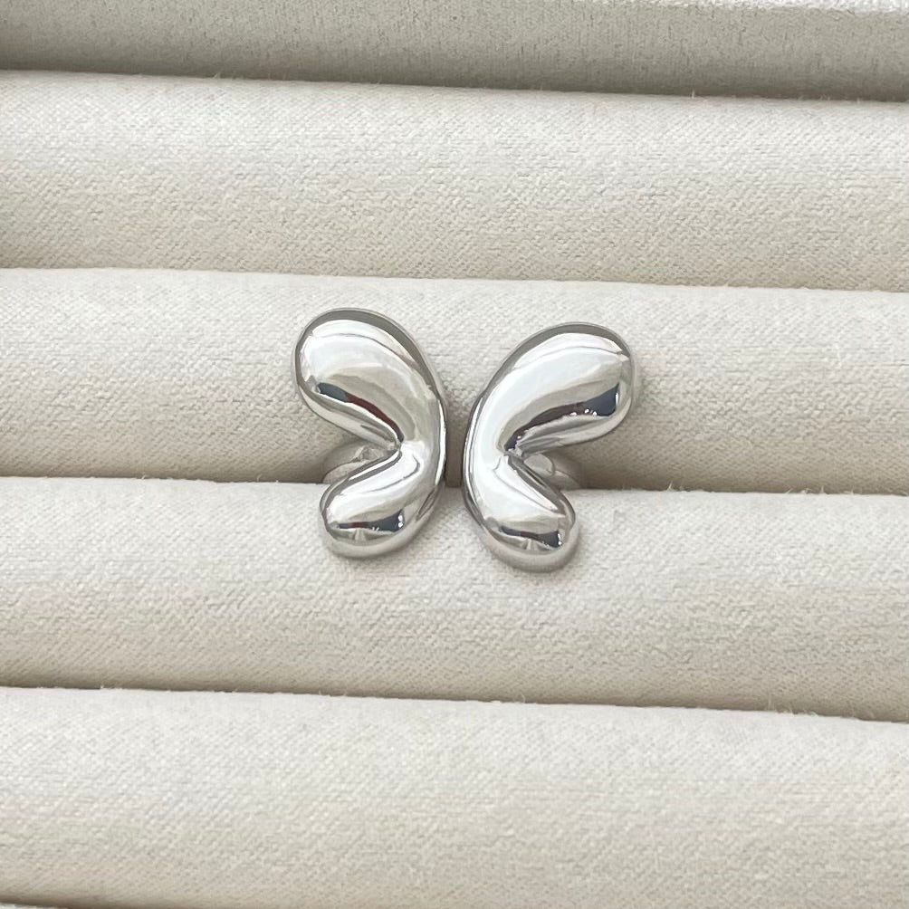 Chunky Butterfly Ring in stainless steel color steel and gold plated