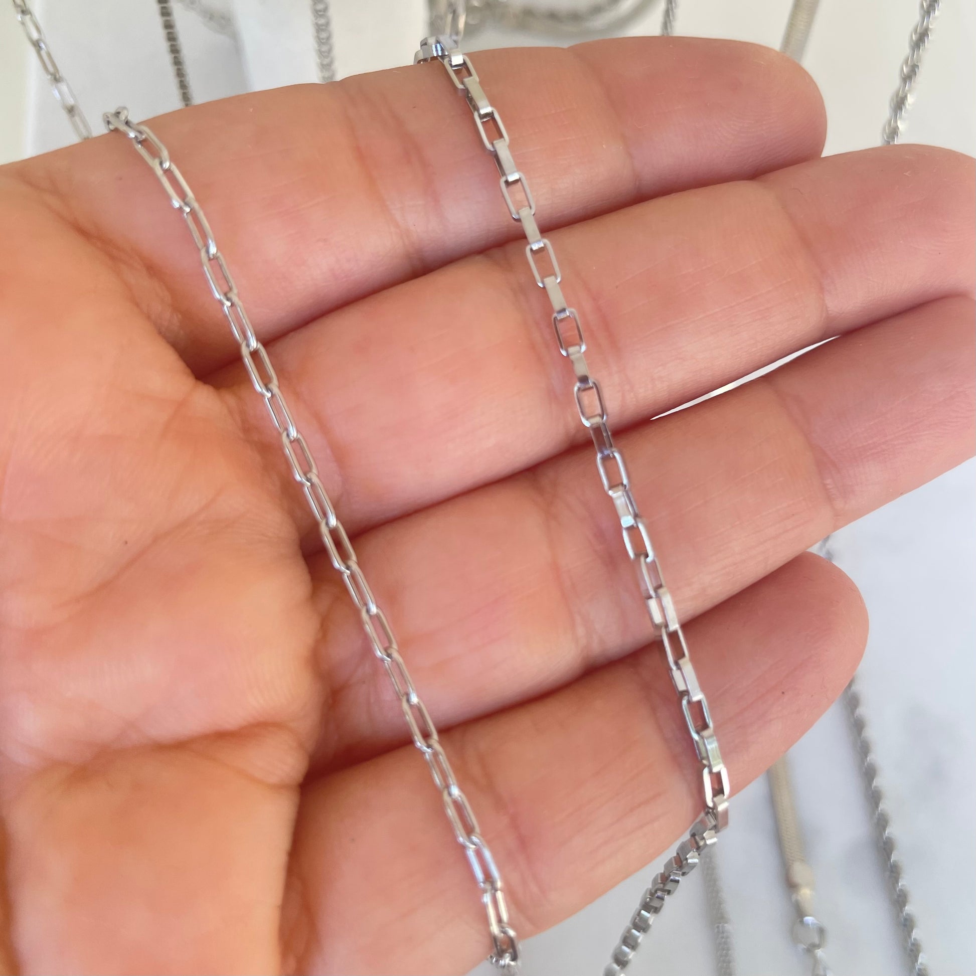 Stainless Steel paperclip layered Necklaces