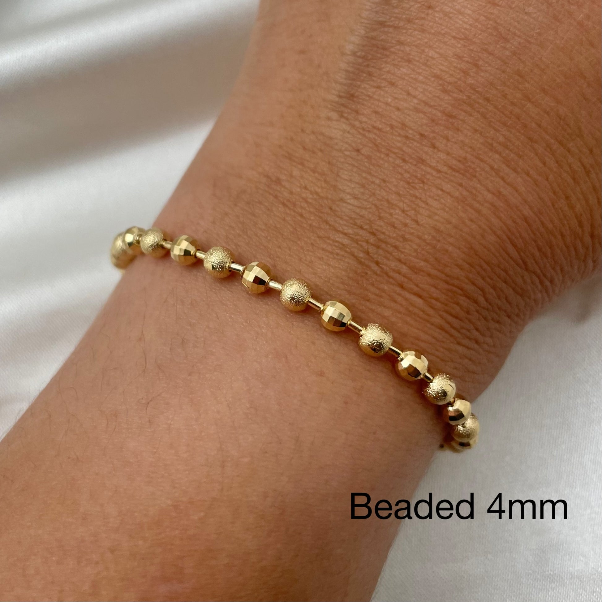 4mm beaded link chain in 18m gold filled for multi charm bracelets