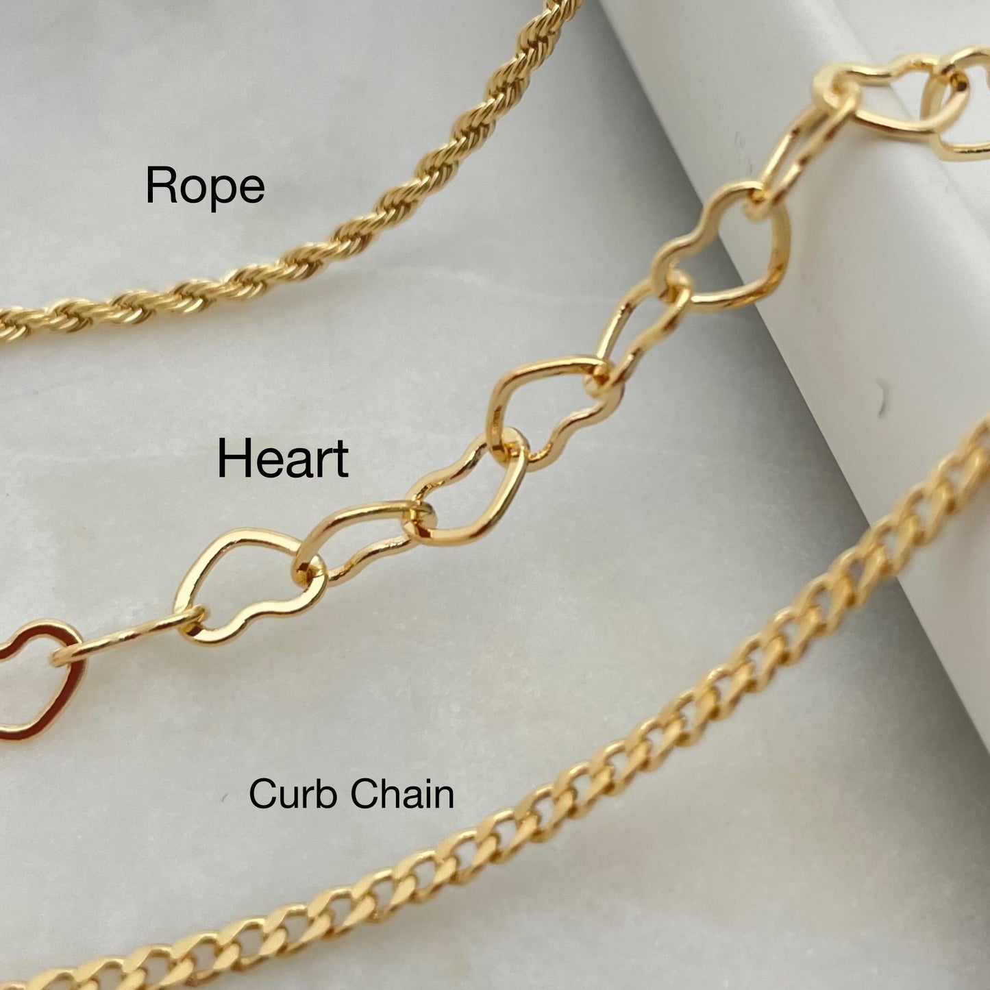Close up of set of anklets in gold filled 