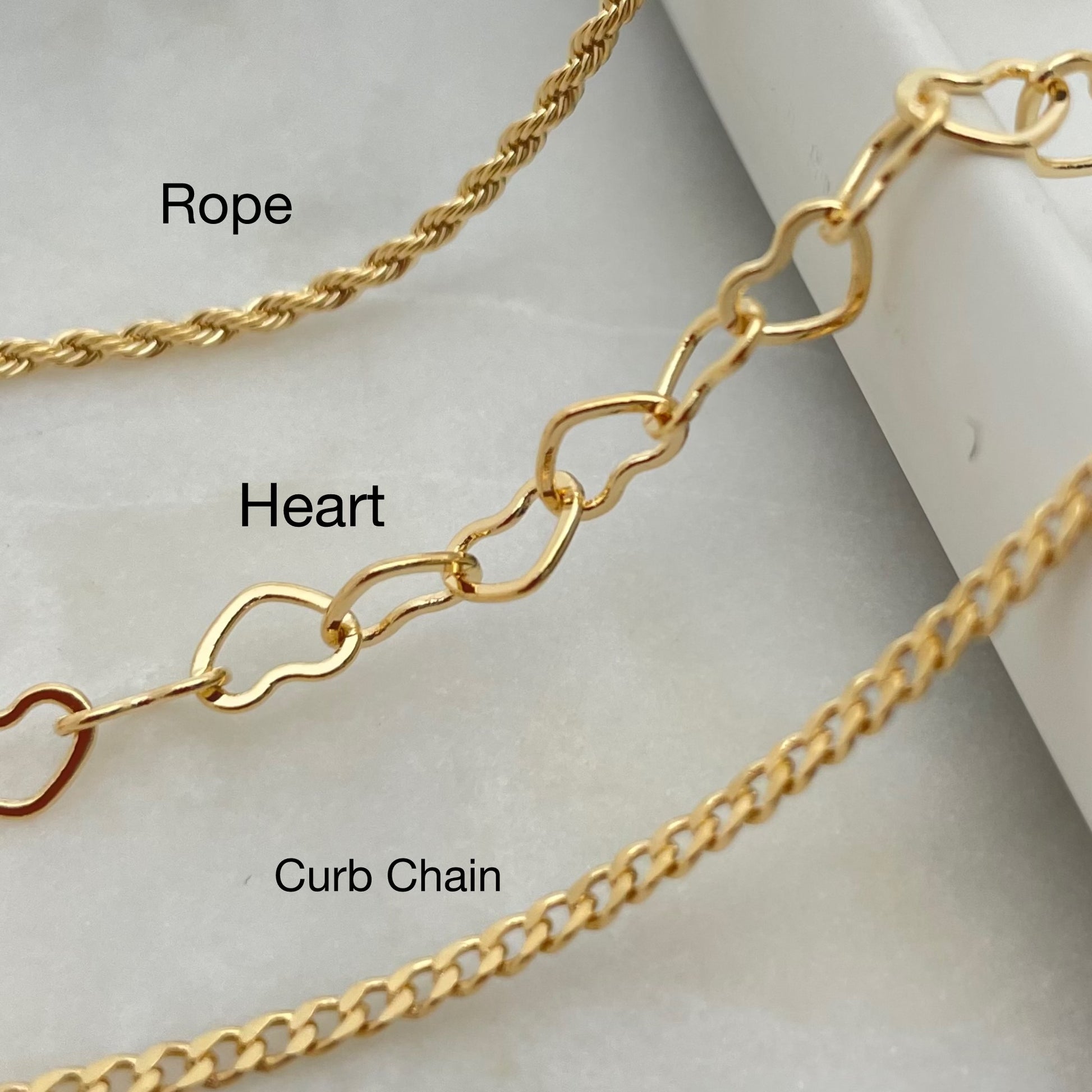 Close up of set of anklets in gold filled 