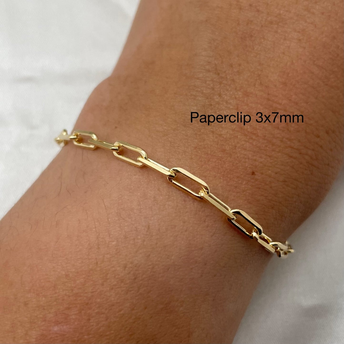 Thick paperclip link chain for multi charm bracelets in 18k gold filled