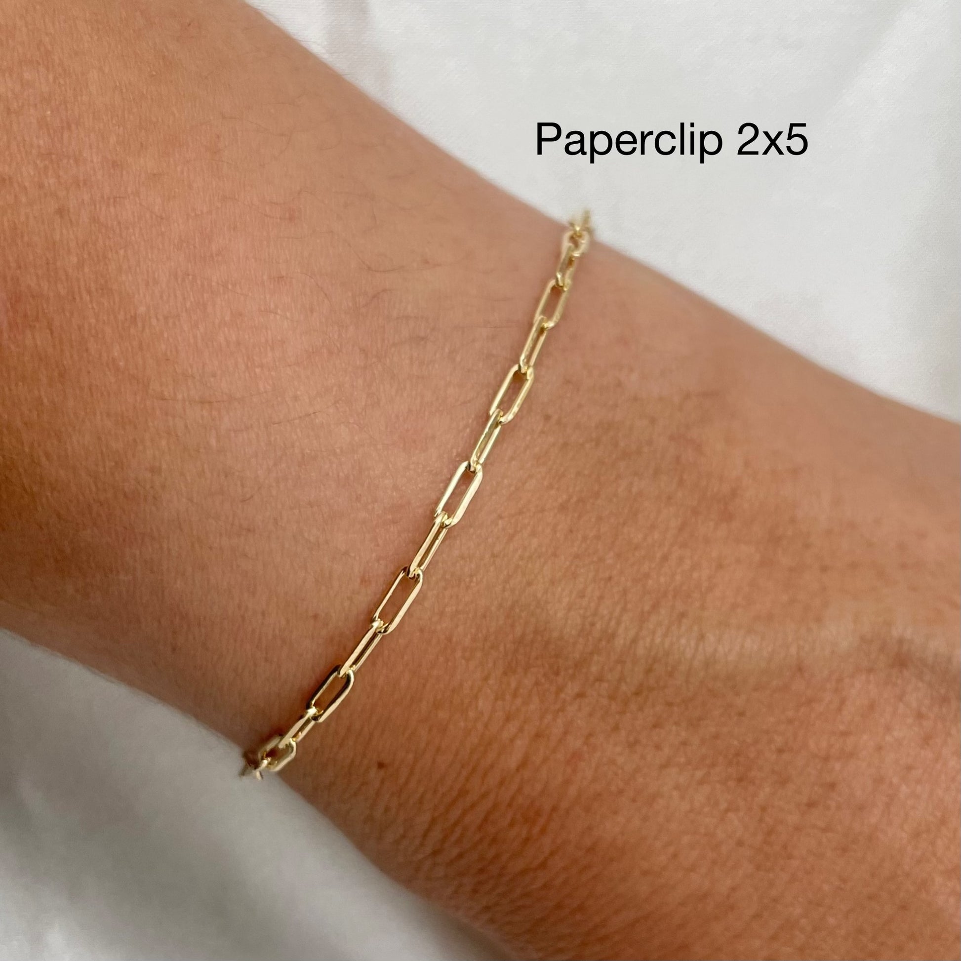 Thin paperclip link chain for multi charm bracelet in 18m gold filled 