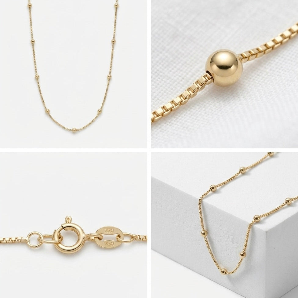 Details on satellite chain necklace gold filled everyday jewelry