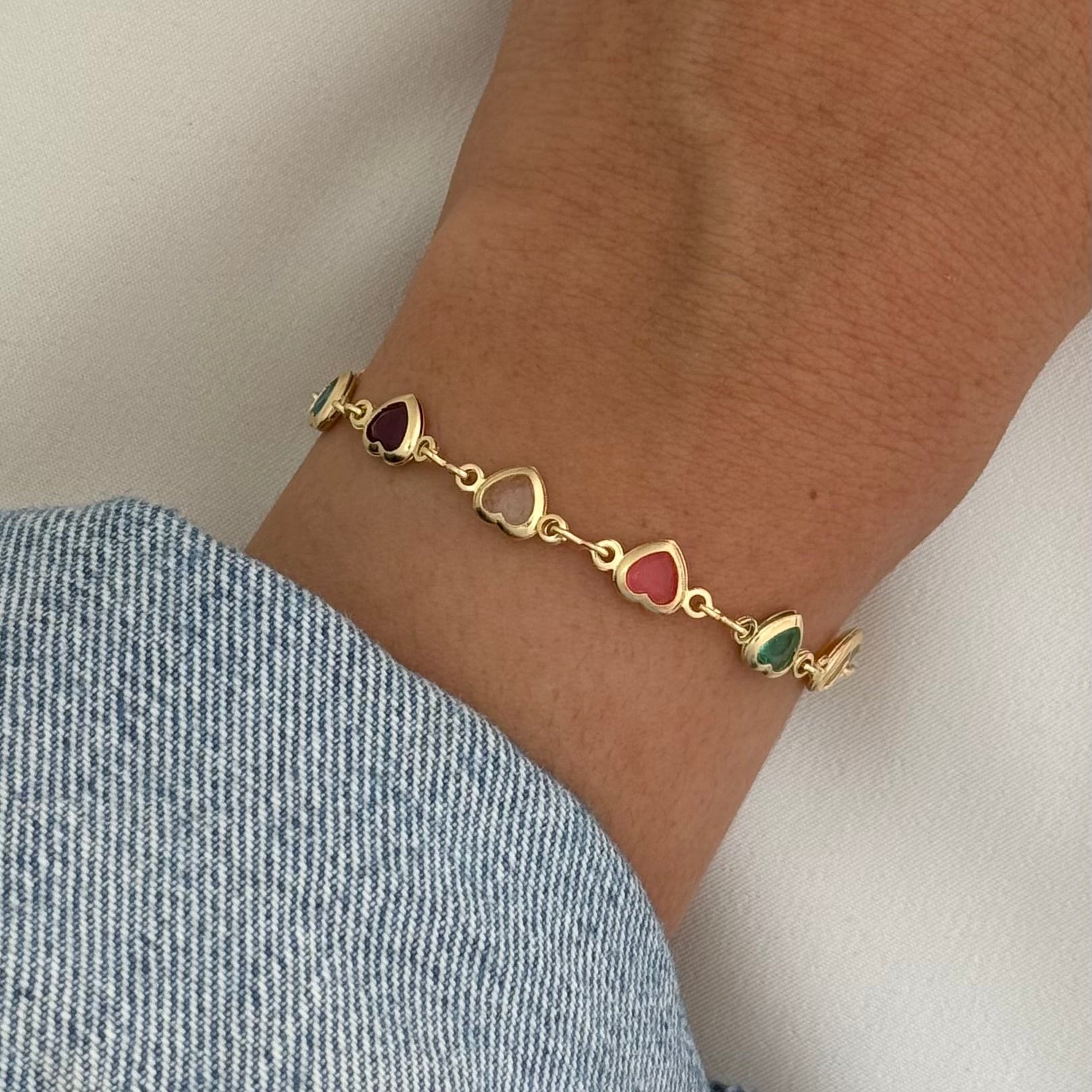 Stackable multicolor heart bracelet by hello treasures