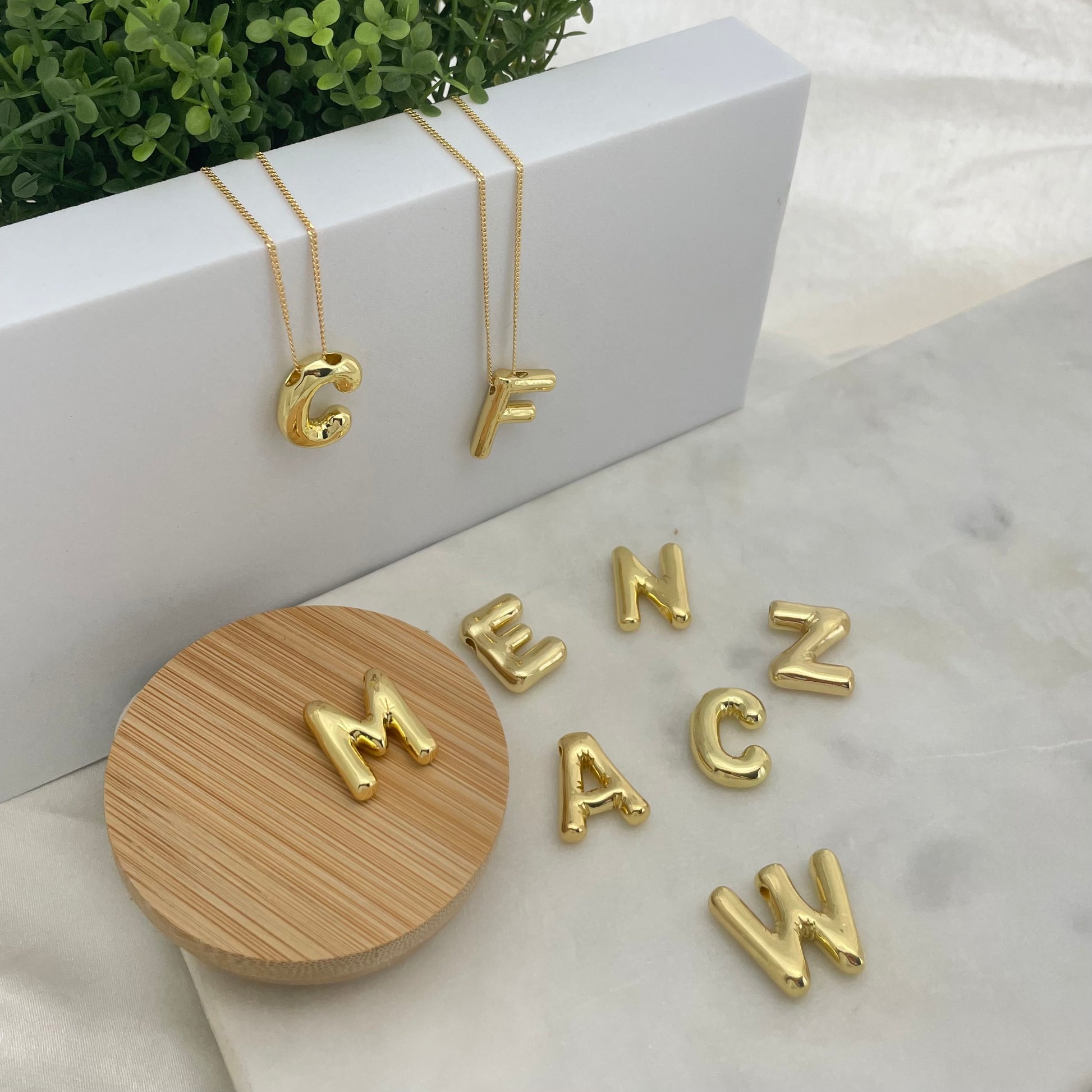 Gold filled Initial Pendant Necklace, 18k gold filled chain and gold plated charm