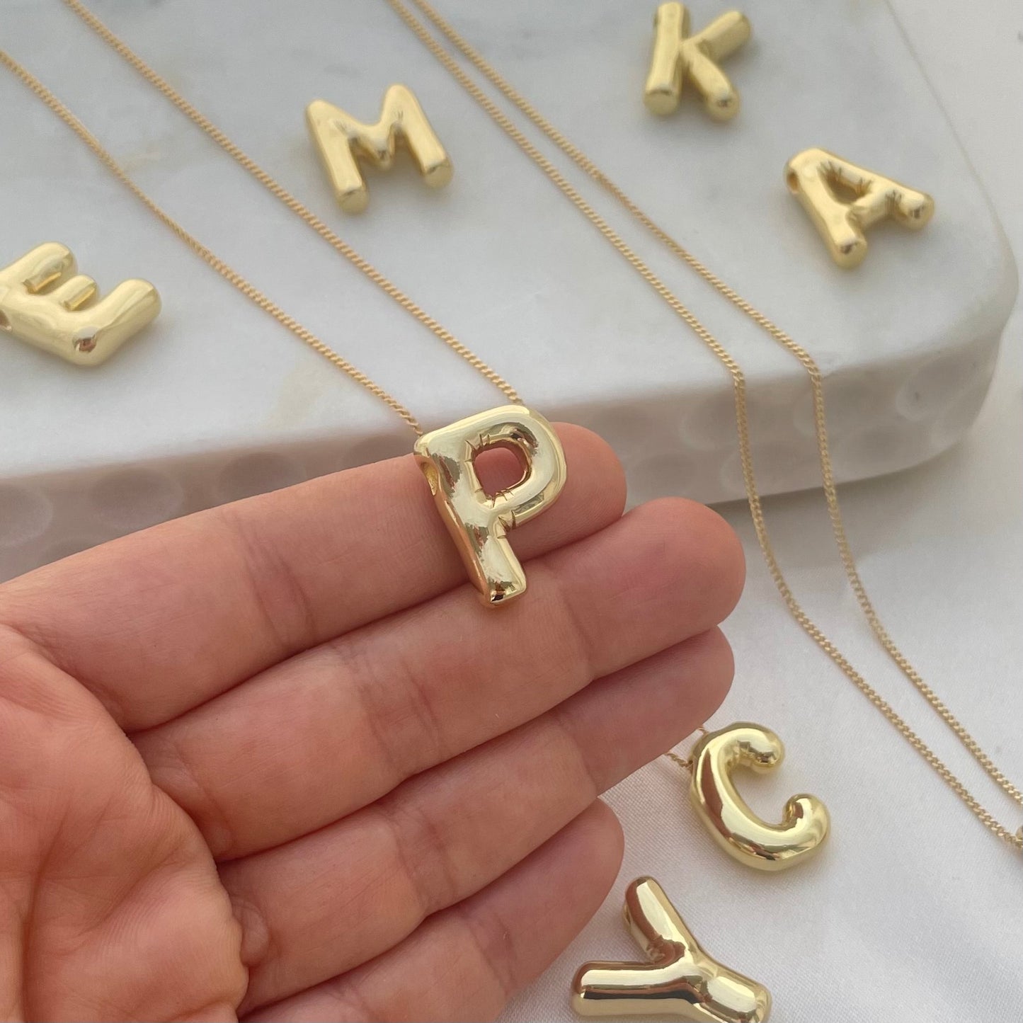 Gold P Initial Pendant Necklace, 18k gold filled chain and gold plated charm