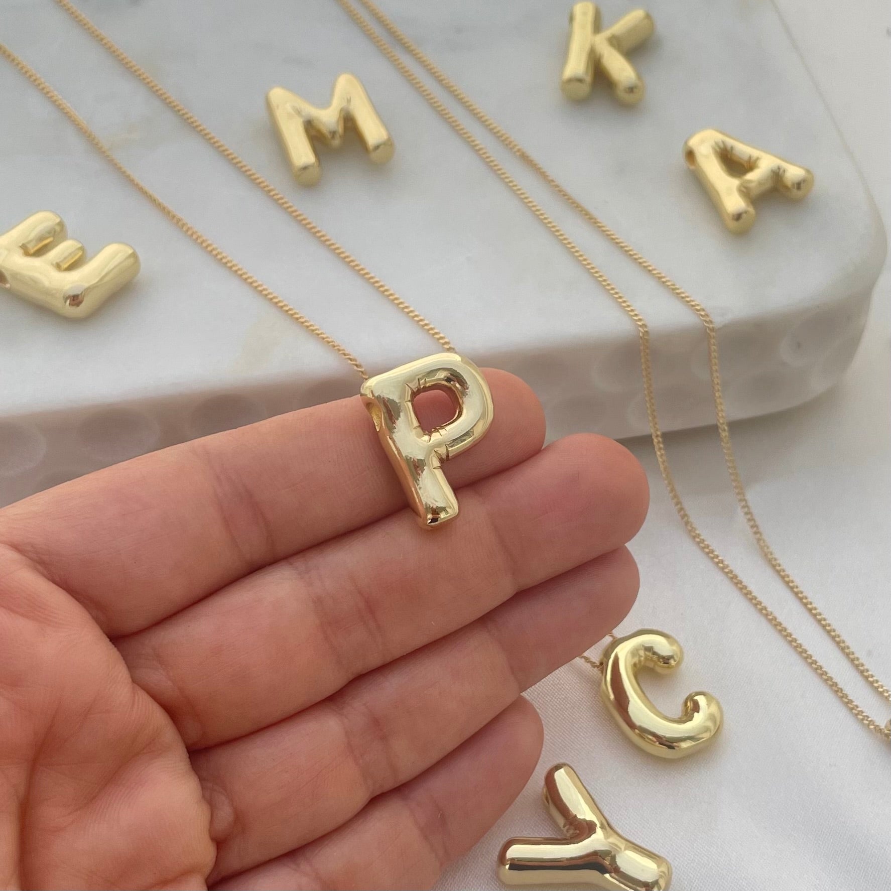 Gold P Initial Pendant Necklace, 18k gold filled chain and gold plated charm