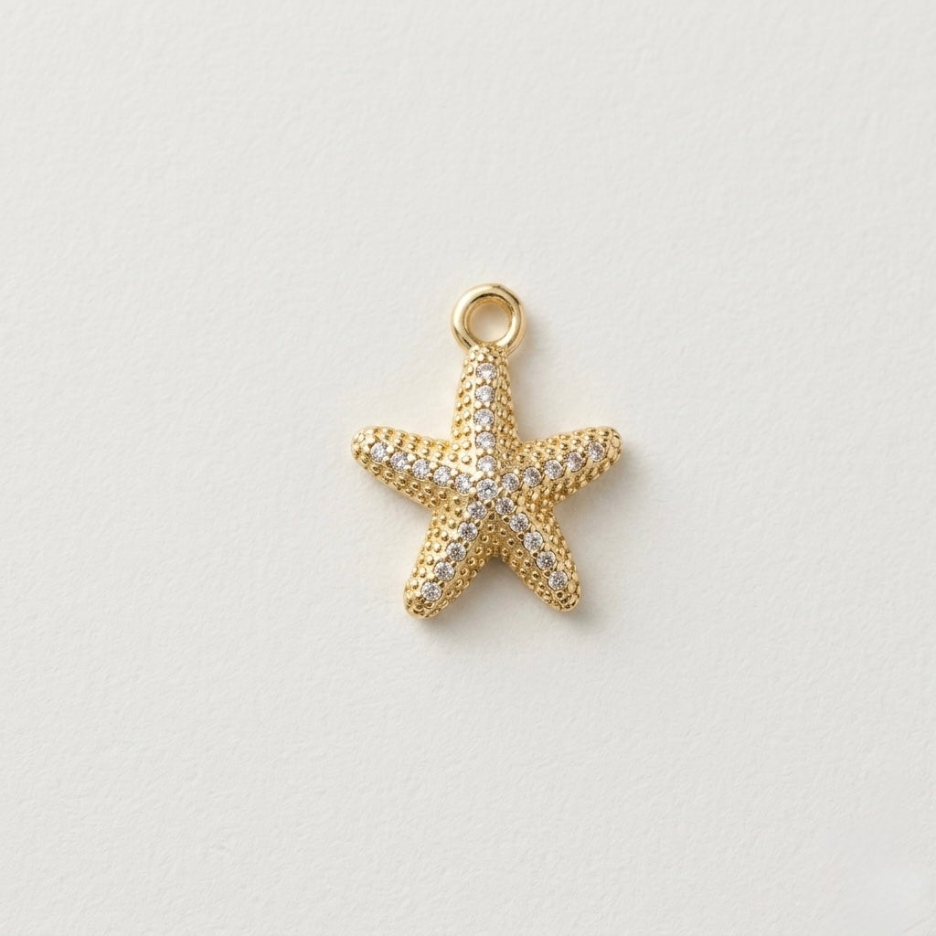Gold plated pave  mini starfish 