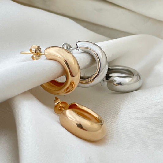 Small open classic hoop earrings in 18k gold filled and rhodium filled