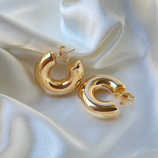 Thick Statement Hoop Earrings Gold