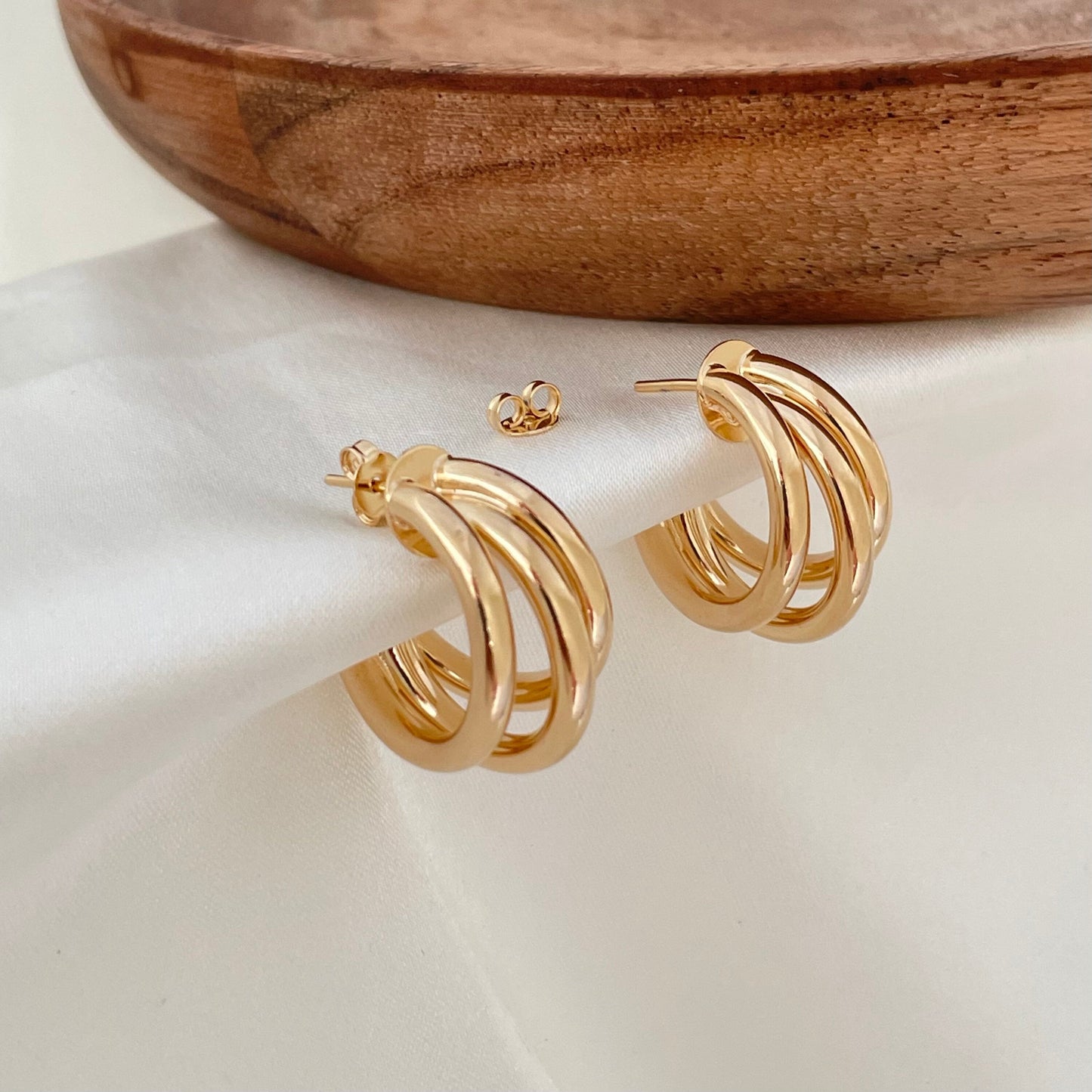 Three Band Hoop Earrings