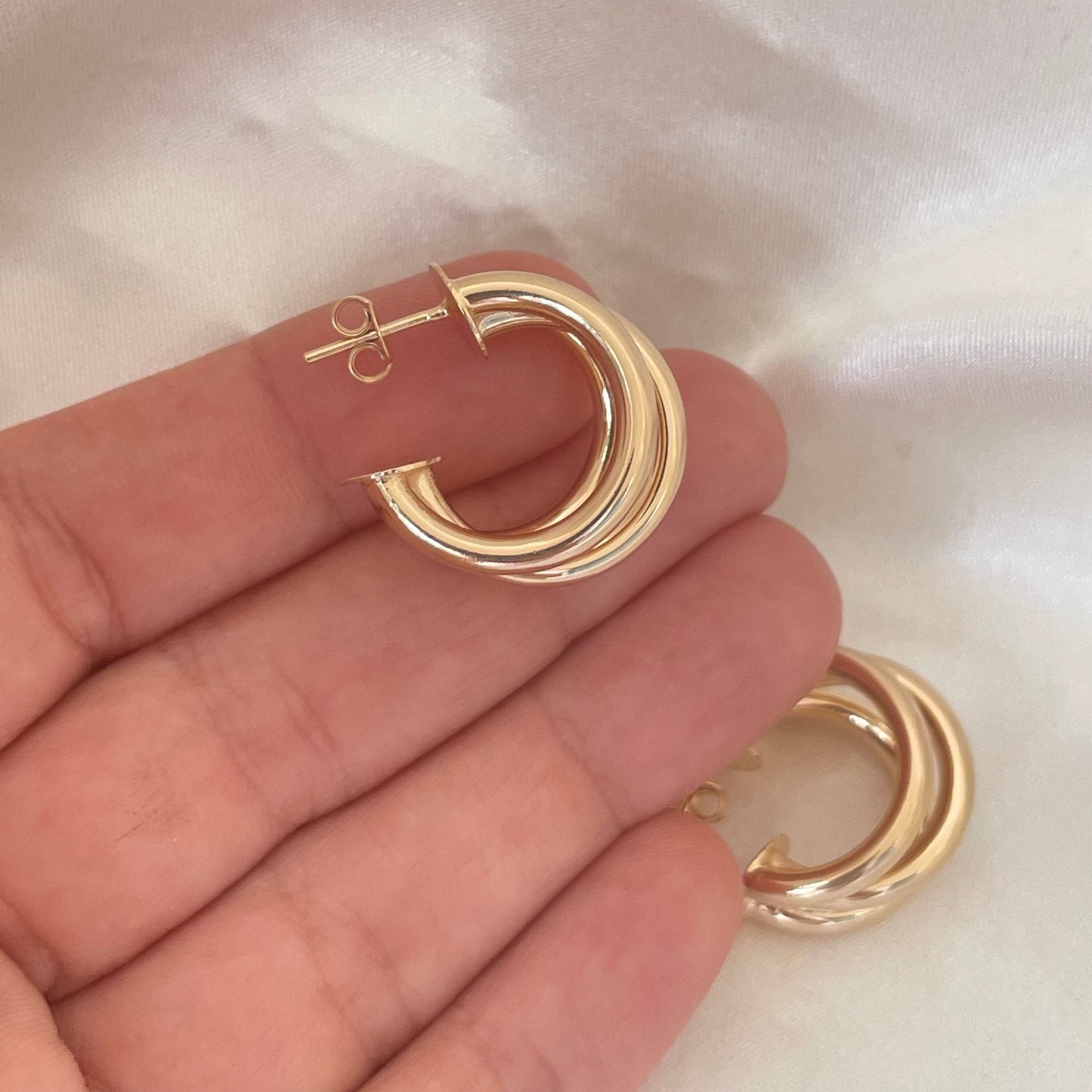 Three Band Hoop Earrings