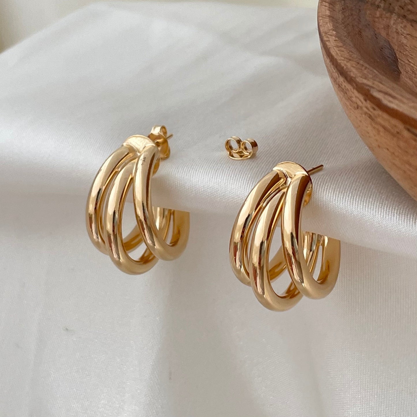 Three Band Hoop Earrings