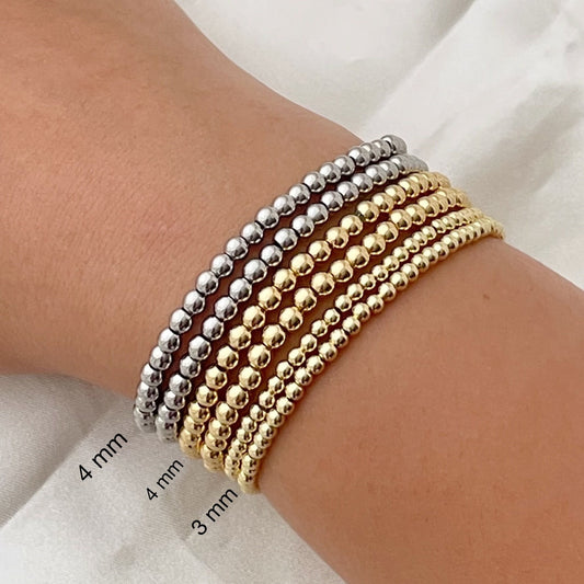 Stainless steel 3 or 4 mm Bead bracelet stack